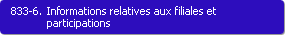 833-6. Informations relatives aux filiales et participations