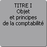 TITRE I. Objet et principes de la comptabilit