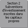 Section 2. Subventions d'investissement inscrites dans les capitaux propres