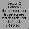 Section 2. Contenu de l'annexe pour les personnes morales relevant de l'article L.123-16 du code de commerce