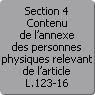 Section 4. Contenu de l'annexe des personnes physiques relevant de l'article L.123-16